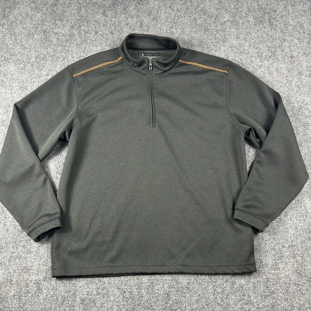 Pebble Beach Pullover Mens Medium Gray 1/4 Zip Lightweight‎ Performance Golf